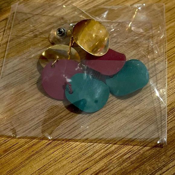 3 Circle Colored Dangling Earrings - Picture 4 of 4